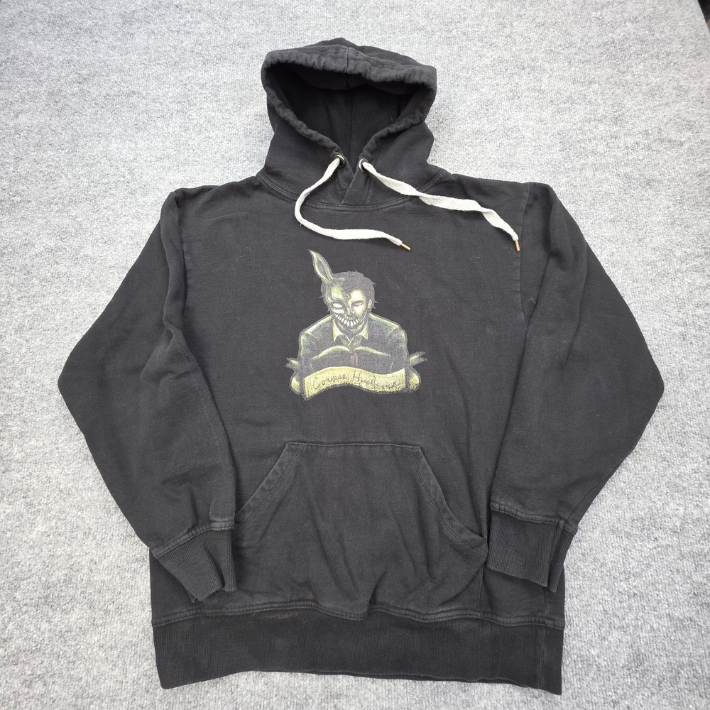 Corpse Husband Hoodie Men's Medium Black Donnie Darko Graphic Premium Faded
